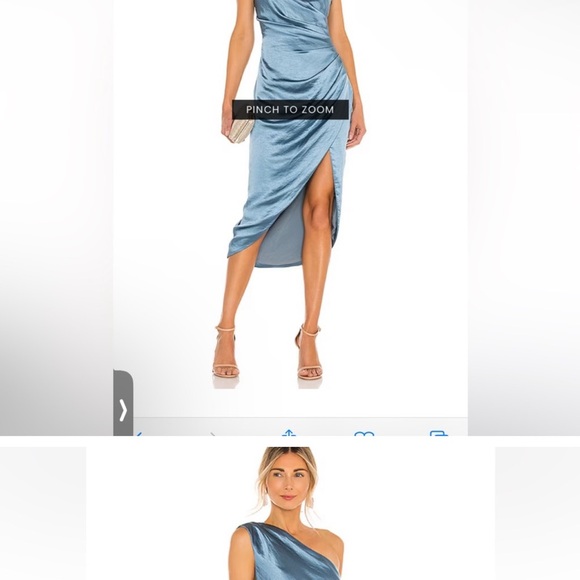 Elegant One-Shoulder Blue Dress - Picture 3 of 7